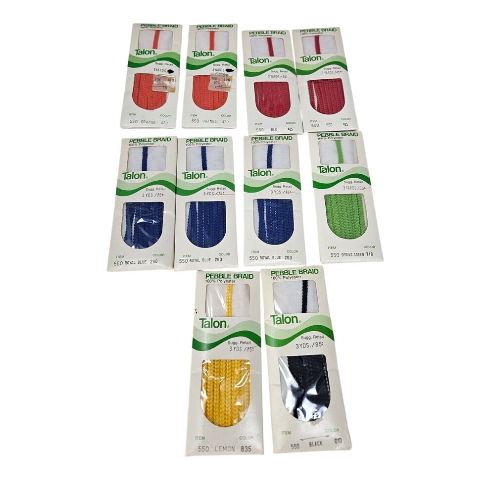 Lot of 10 Deadstock Vintage Talon Pebble Braid Sewing Dressmaking Tailor 3 Yds